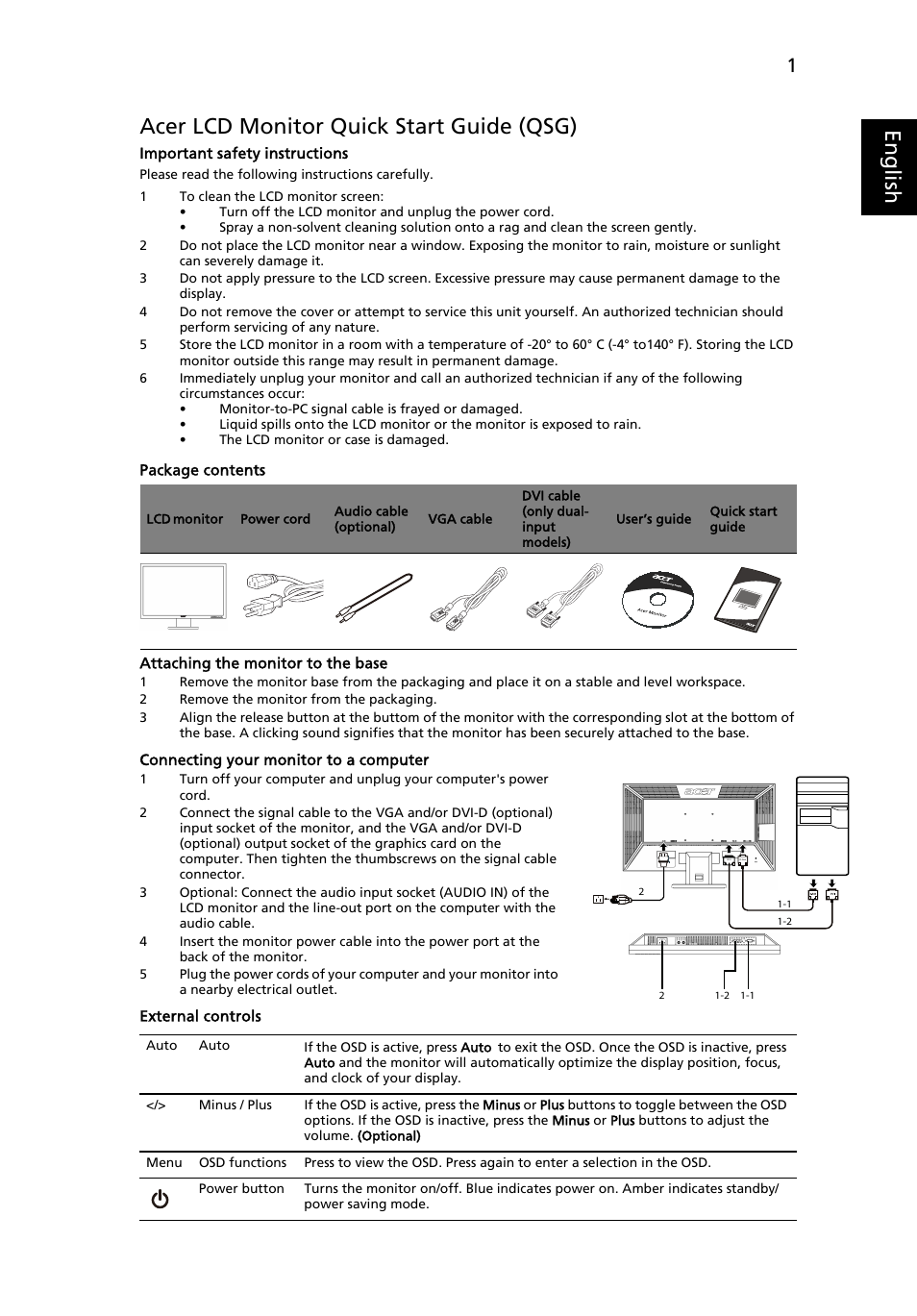 Acer V243HQ User Manual | 2 pages