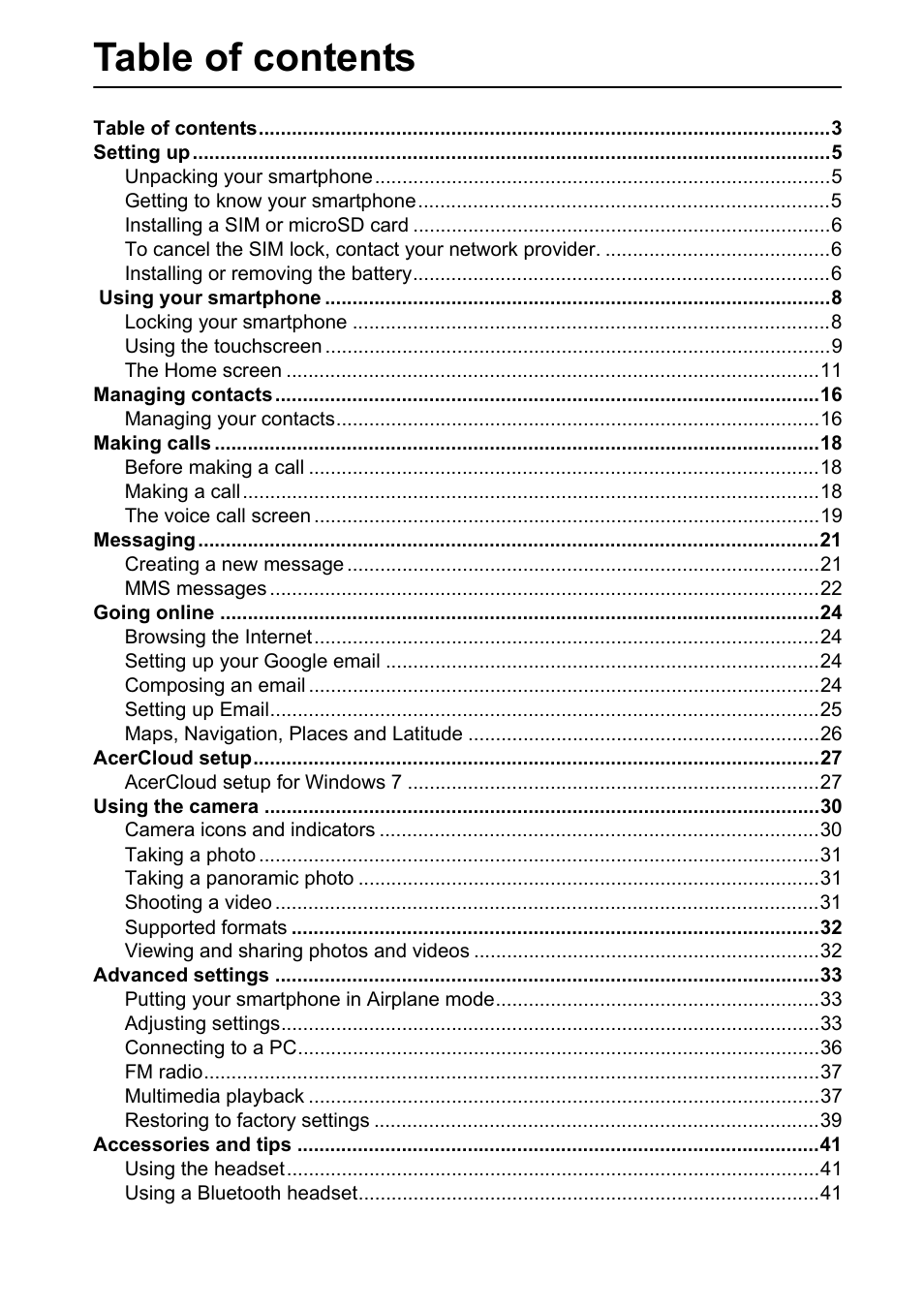 Acer I110 User Manual | Page 3 / 57