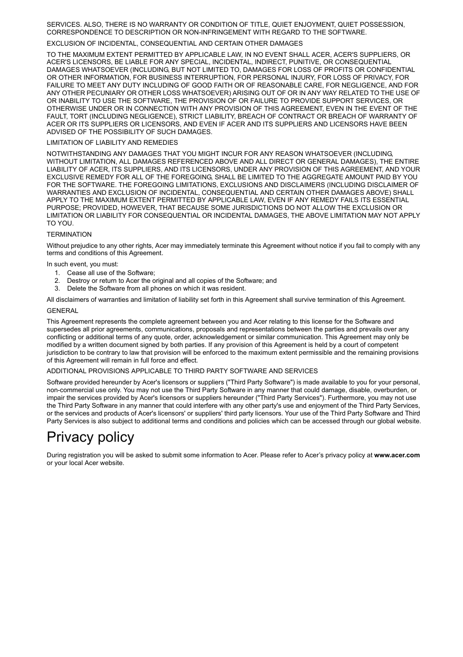 Privacy policy | Acer I110 User Manual | Page 57 / 57
