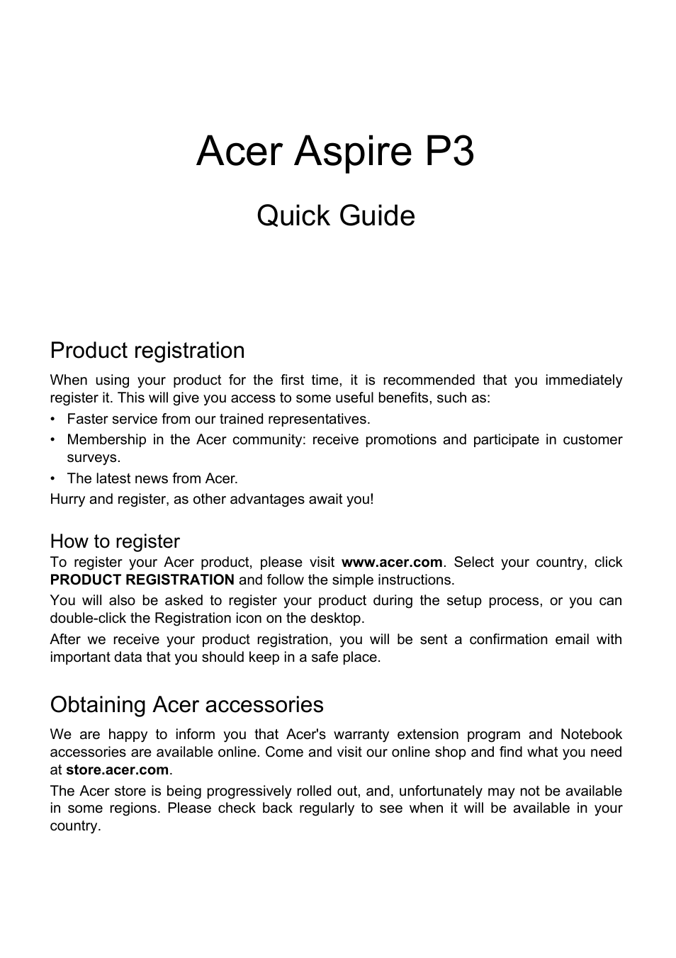 Acer Aspire P3-171 User Manual | 13 pages