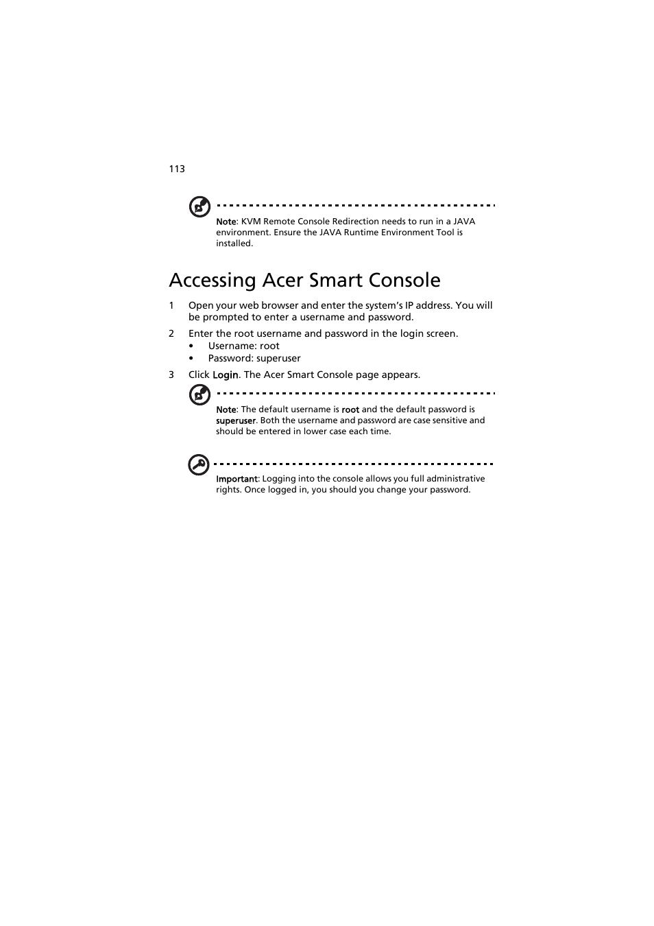 Accessing acer smart console | Acer AW2000h-AW170h User Manual | Page 129 / 160