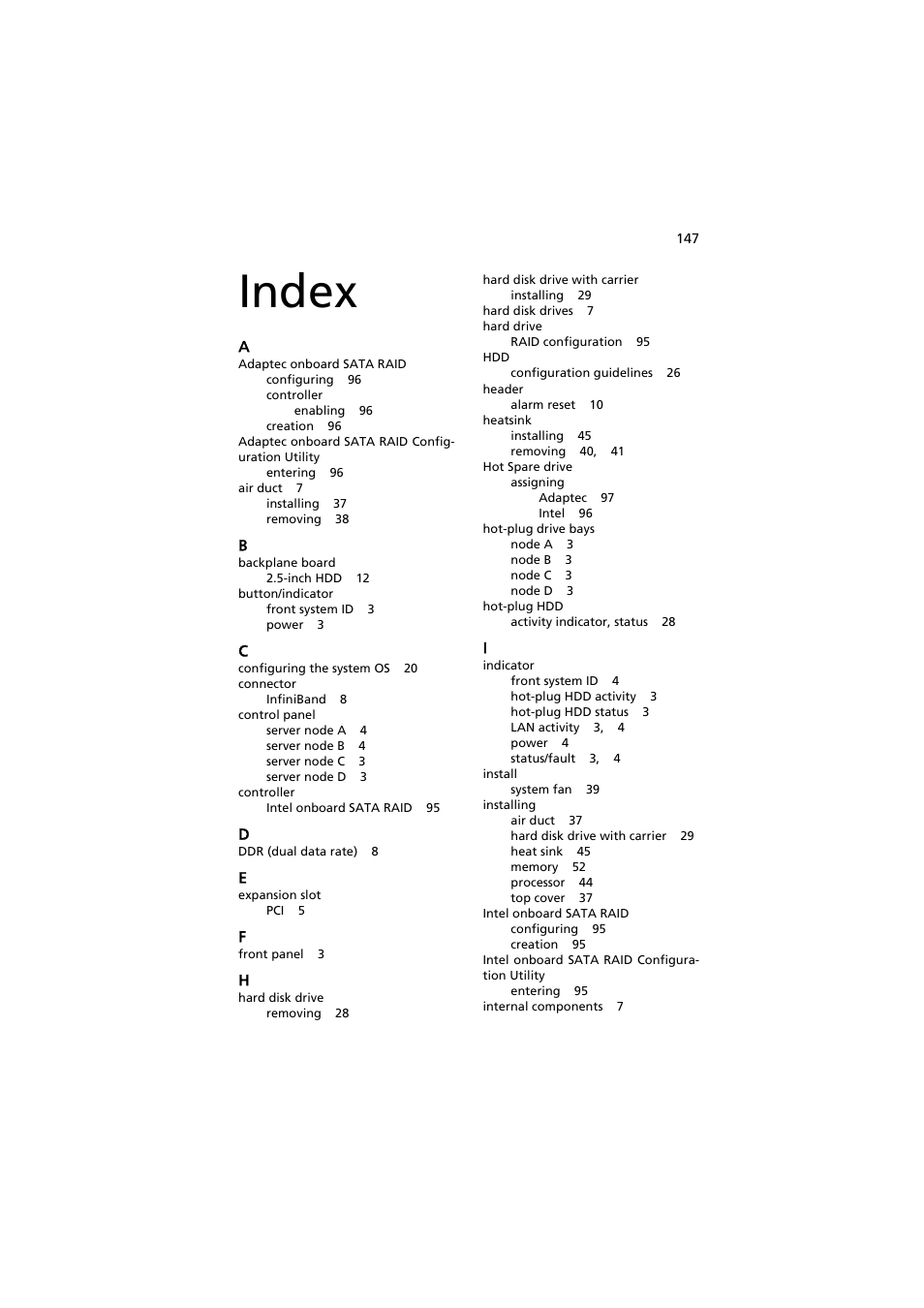 Index | Acer AW2000h-AW170h User Manual | Page 157 / 160