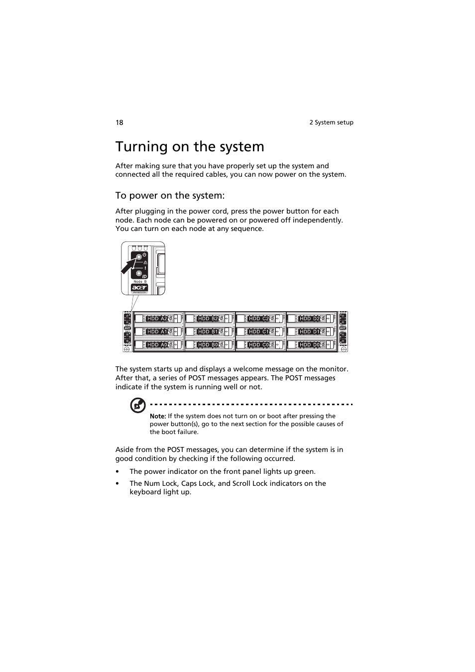 Turning on the system | Acer AW2000h-AW170h User Manual | Page 34 / 160