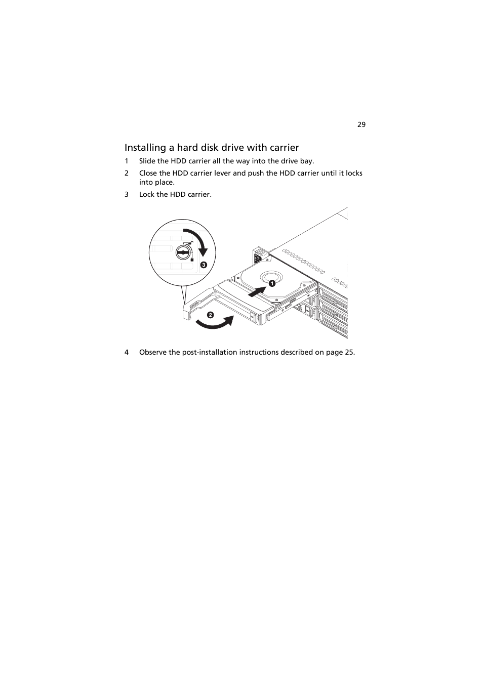 Installing a hard disk drive with carrier | Acer AW2000h-AW170h User Manual | Page 45 / 160