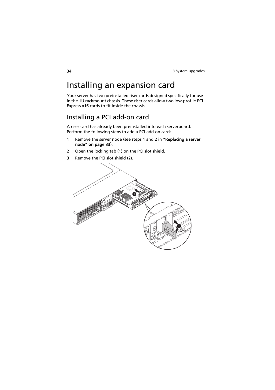 Installing an expansion card, Installing a pci add-on card | Acer AW2000h-AW170h User Manual | Page 50 / 160