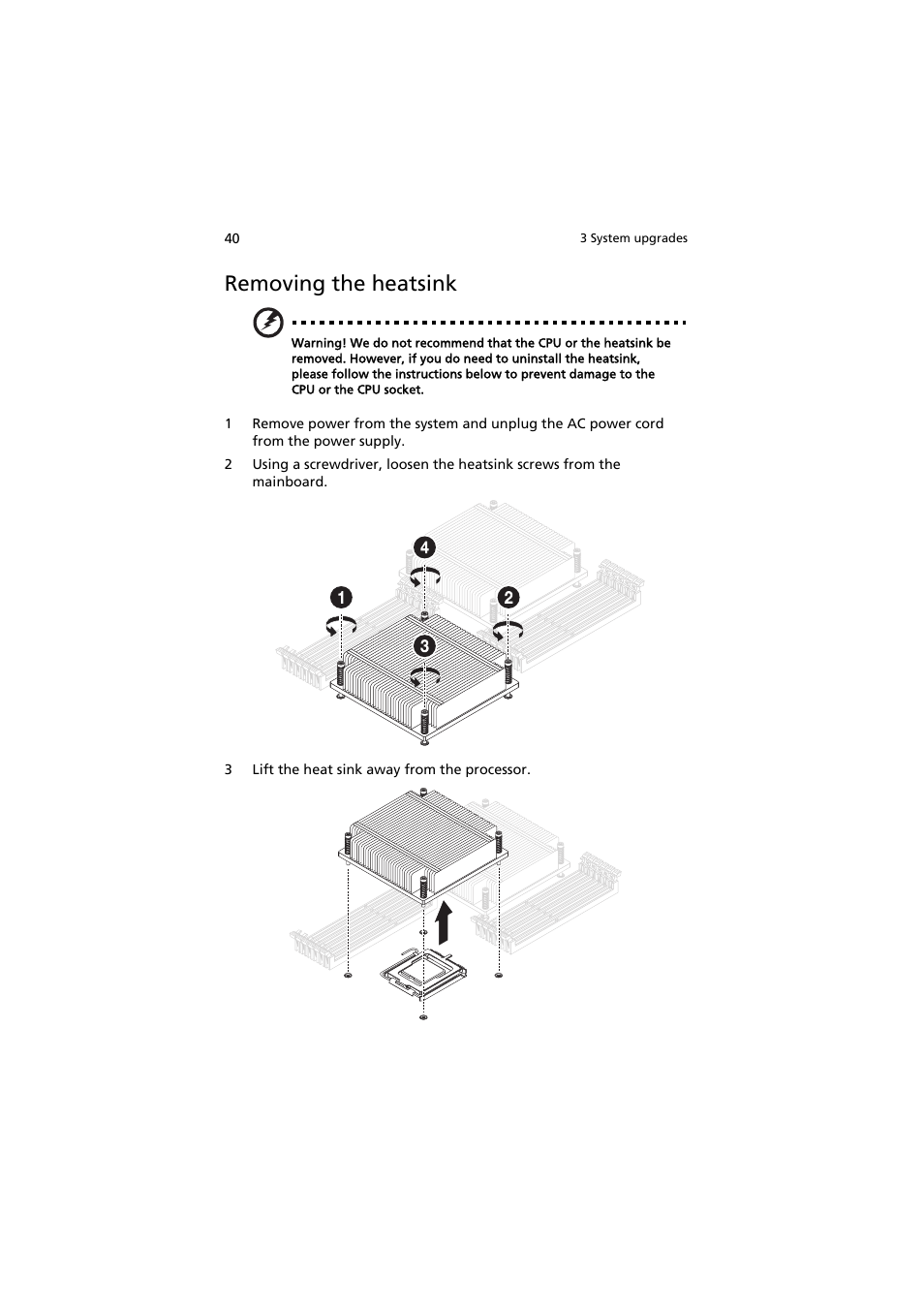 Removing the heatsink | Acer AW2000h-AW170h User Manual | Page 56 / 160