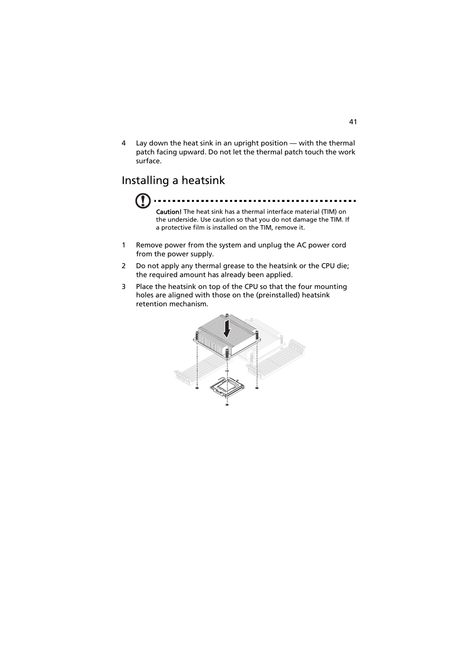 Installing a heatsink | Acer AW2000h-AW170h User Manual | Page 57 / 160