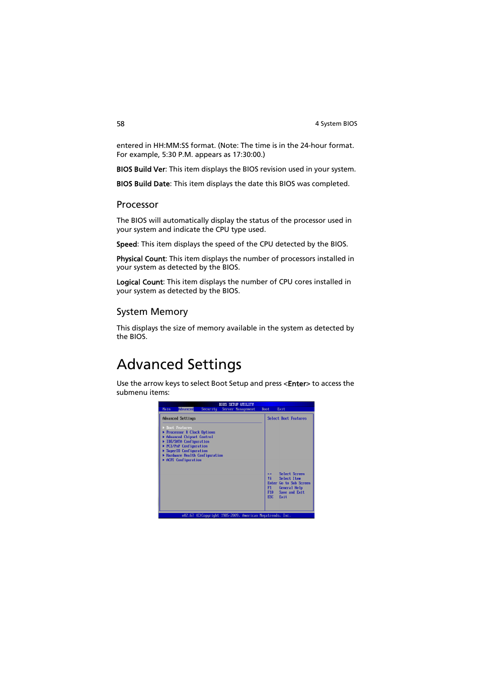 Advanced settings | Acer AW2000h-AW170h User Manual | Page 74 / 160