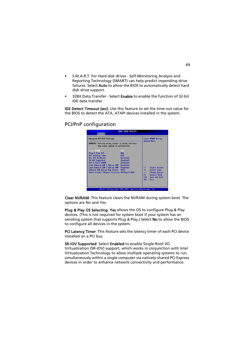 Pci/pnp configuration | Acer AW2000h-AW170h User Manual | Page 85 / 160