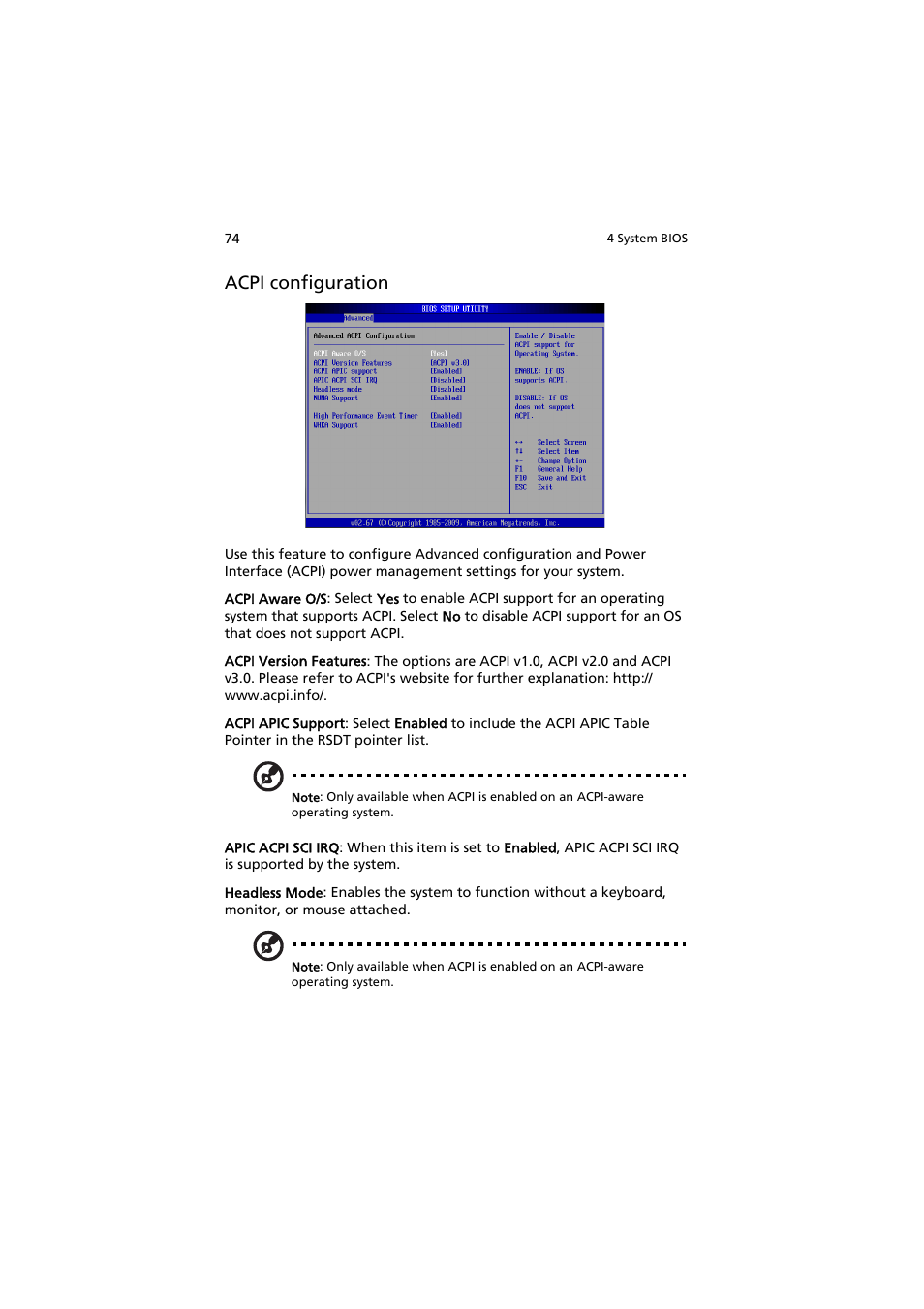 Acpi configuration | Acer AW2000h-AW170h User Manual | Page 90 / 160