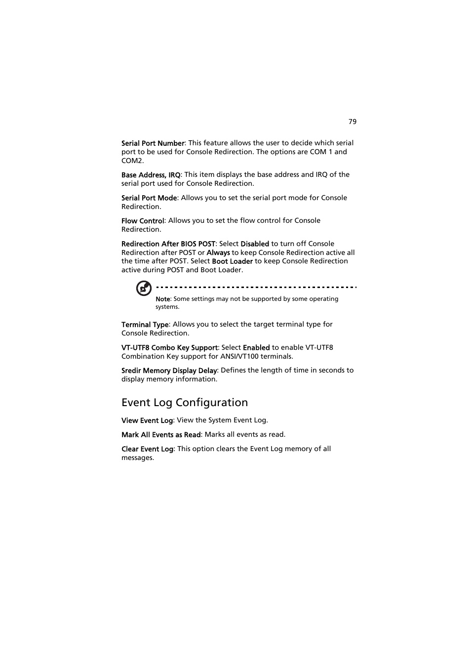Event log configuration | Acer AW2000h-AW170h User Manual | Page 95 / 160