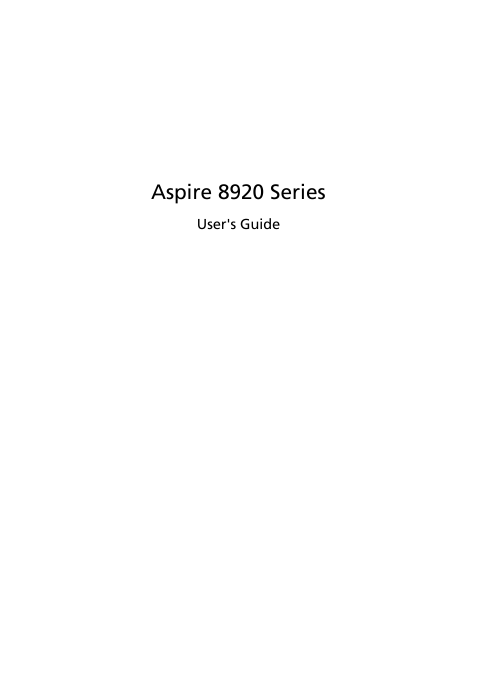 Acer Aspire 8920G User Manual | 109 pages