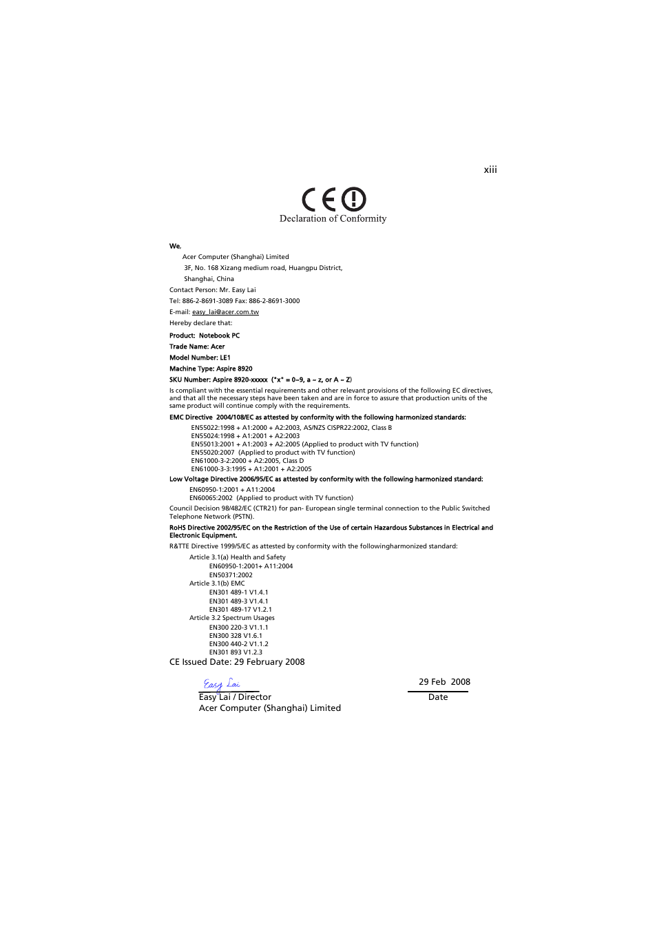 Acer Aspire 8920G User Manual | Page 13 / 109