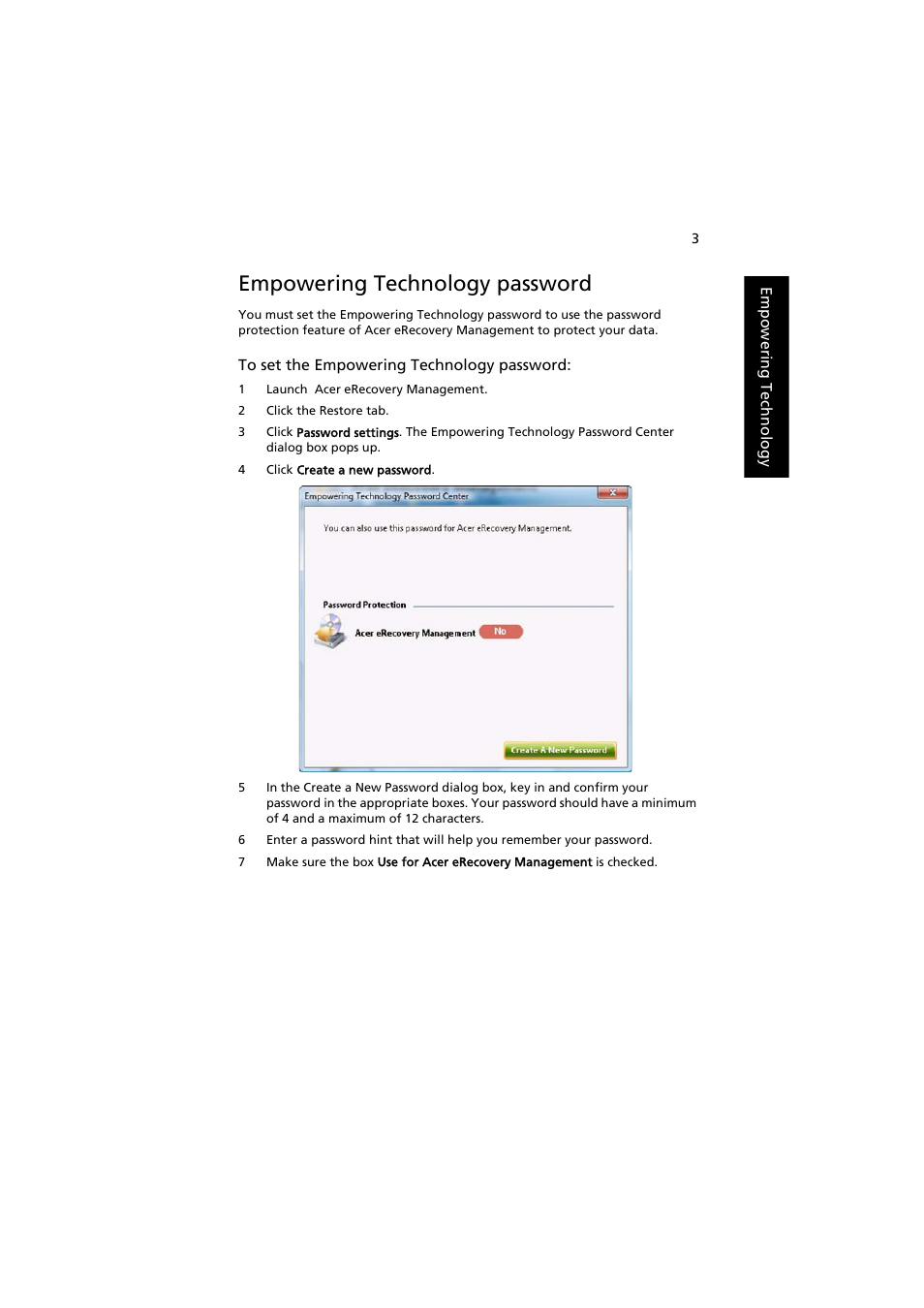 Empowering technology password | Acer Aspire 8920G User Manual | Page 23 / 109