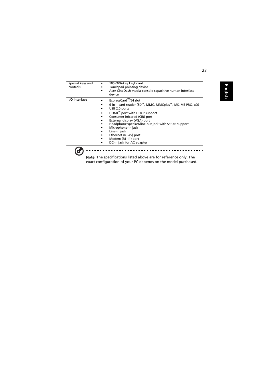 English | Acer Aspire 8920G User Manual | Page 43 / 109