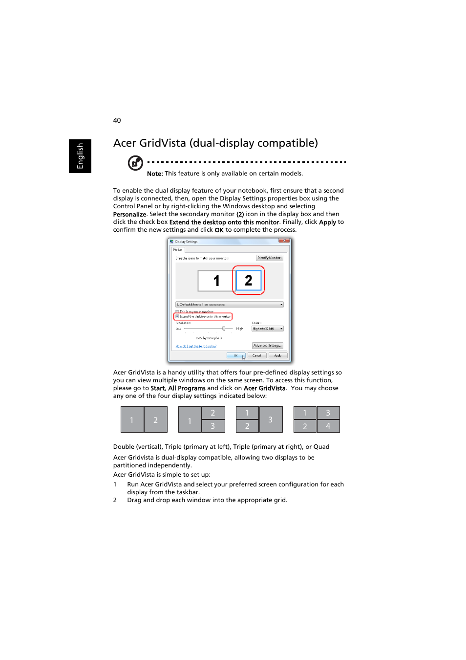 Acer gridvista (dual-display compatible) | Acer Aspire 8920G User Manual | Page 60 / 109