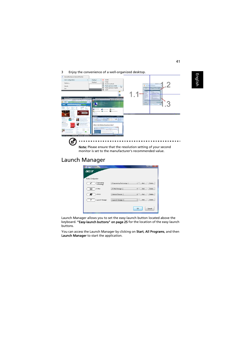 Launch manager | Acer Aspire 8920G User Manual | Page 61 / 109