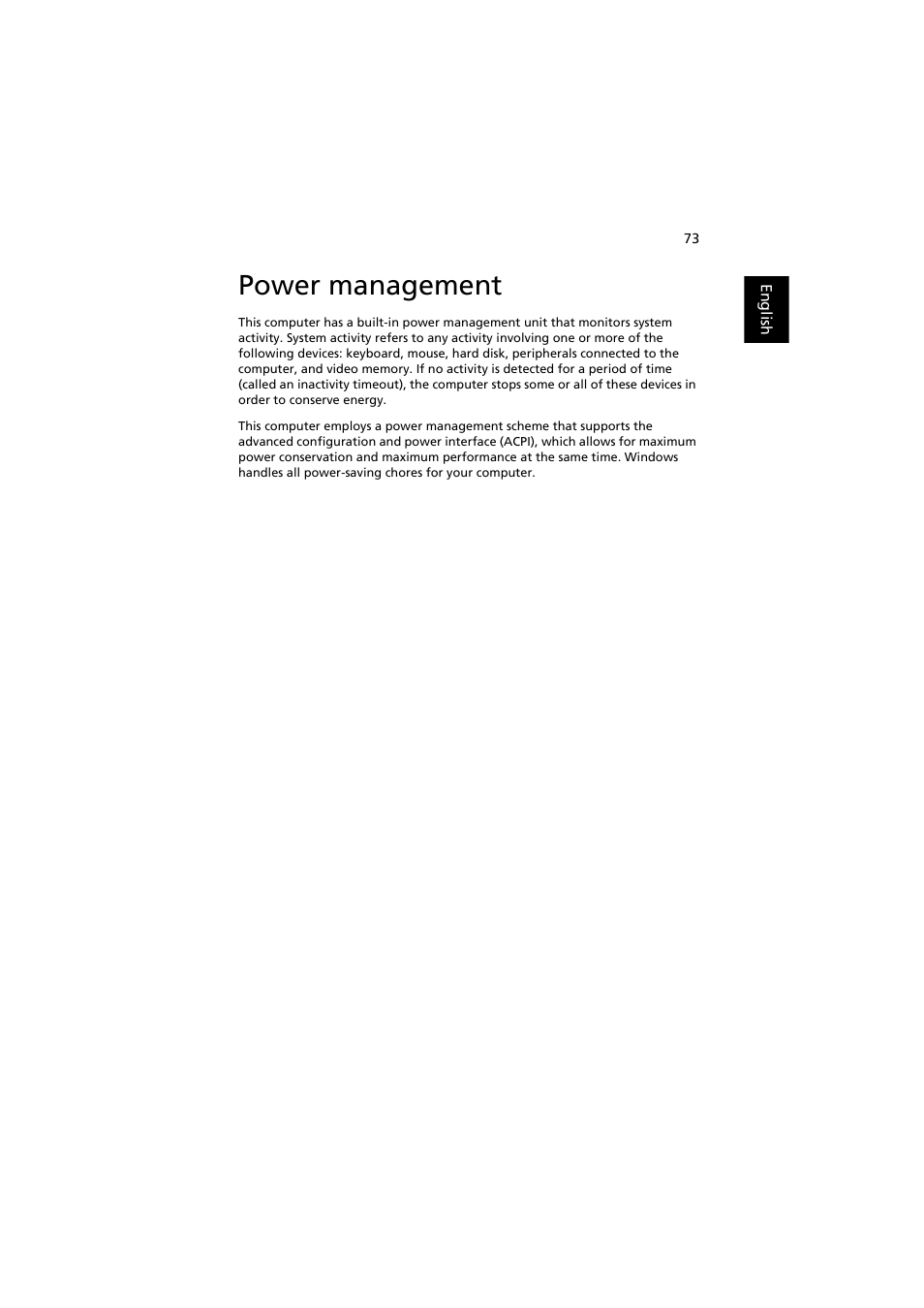 Power management | Acer Aspire 8920G User Manual | Page 93 / 109