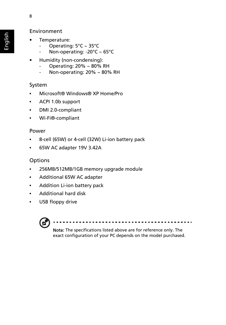 Acer TravelMate 4020 User Manual | Page 16 / 66