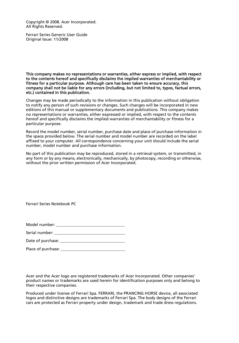 Acer Ferrari 3400 User Manual | Page 2 / 78