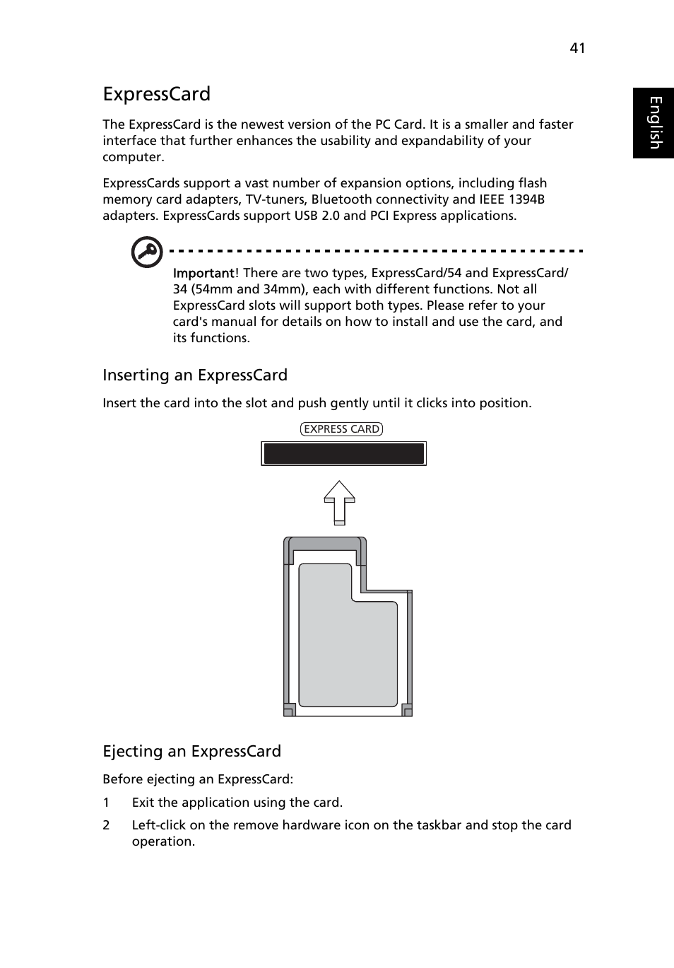 Expresscard | Acer Ferrari 3400 User Manual | Page 59 / 78