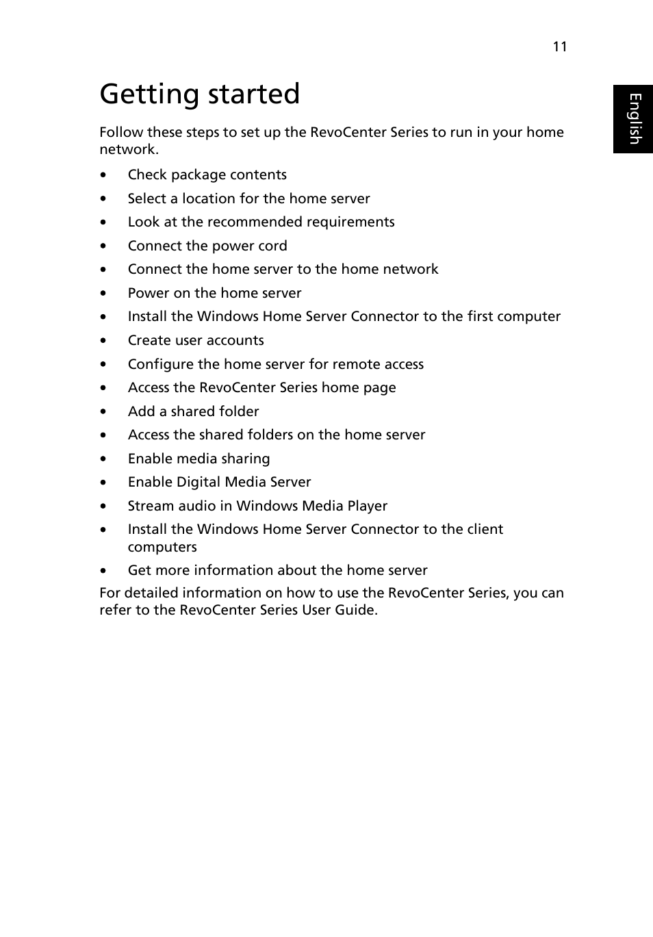 Getting started | Acer RC111 User Manual | Page 13 / 38