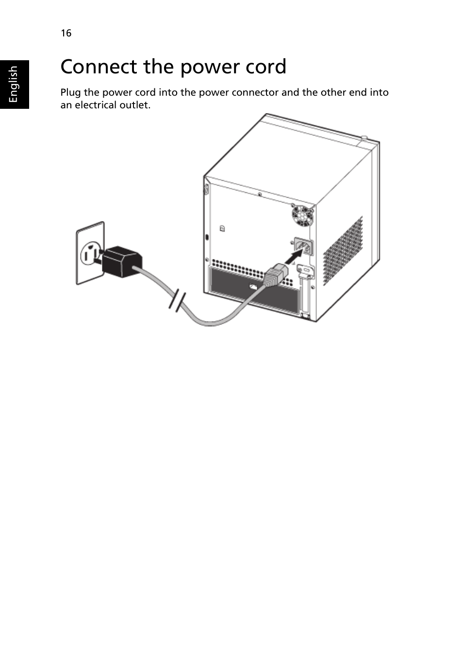 Connect the power cord | Acer RC111 User Manual | Page 18 / 38