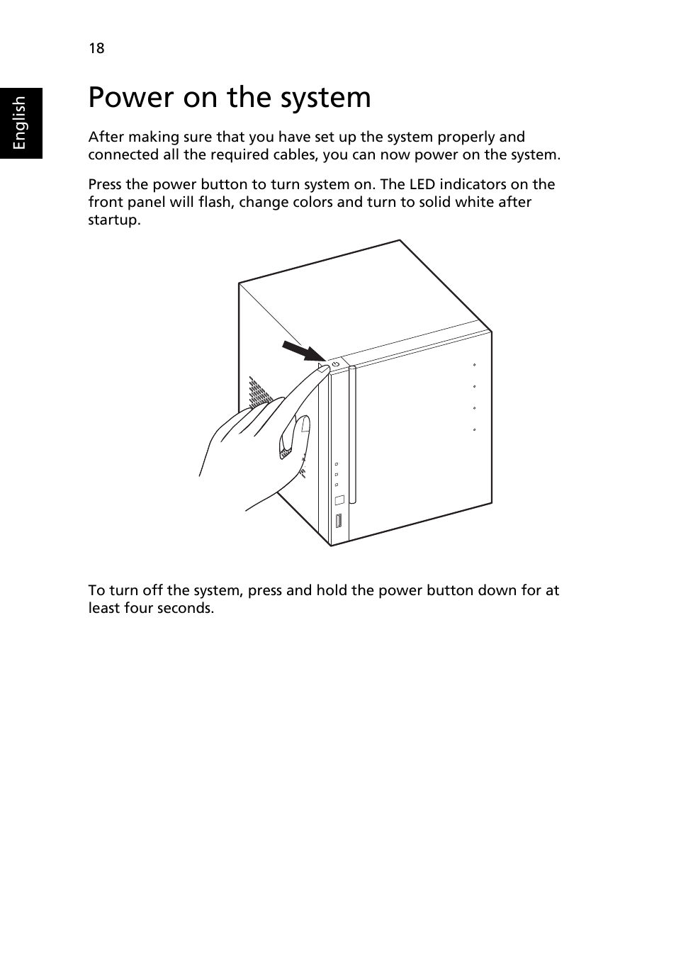 Power on the system | Acer RC111 User Manual | Page 20 / 38