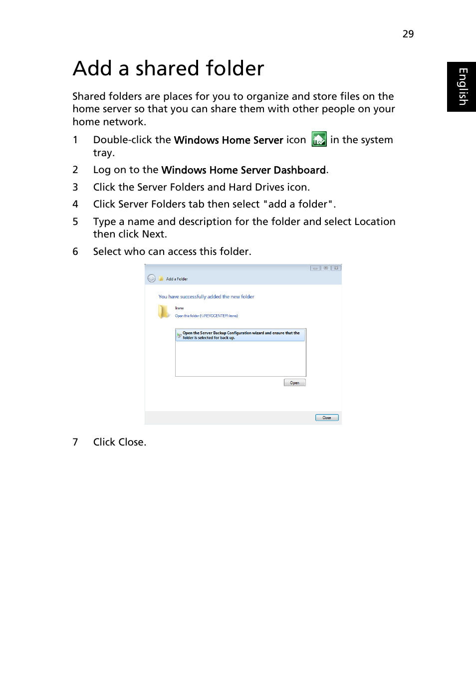 Add a shared folder | Acer RC111 User Manual | Page 31 / 38