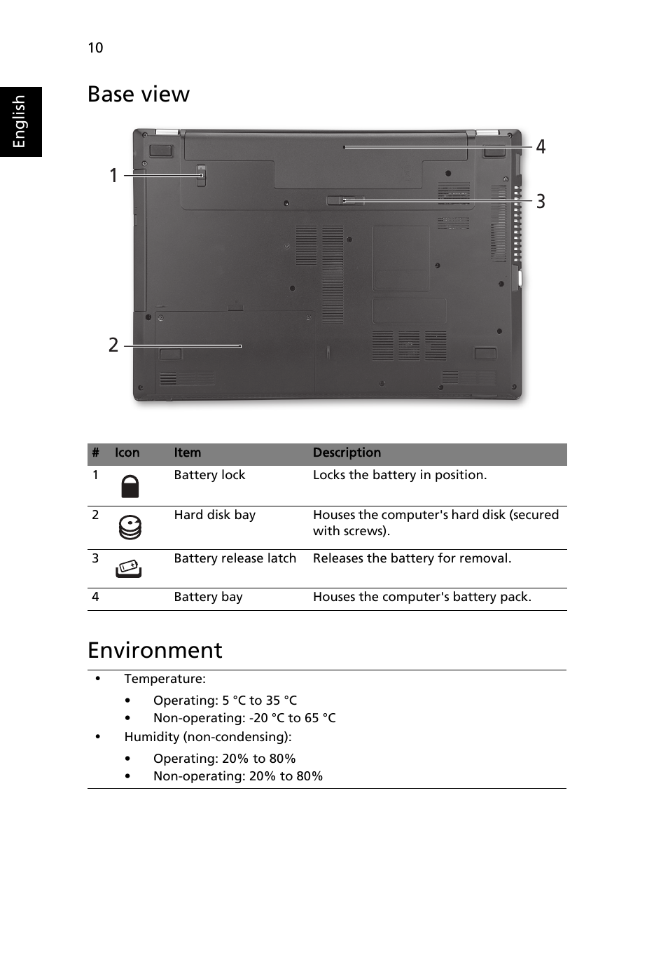 Base view, Environment, Base view environment | Acer TravelMate 5360G User Manual | Page 10 / 10