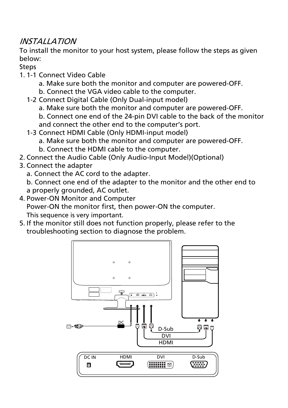 Installation, En-8, This sequence is very important | Acer G246HQL User Manual | Page 17 / 28