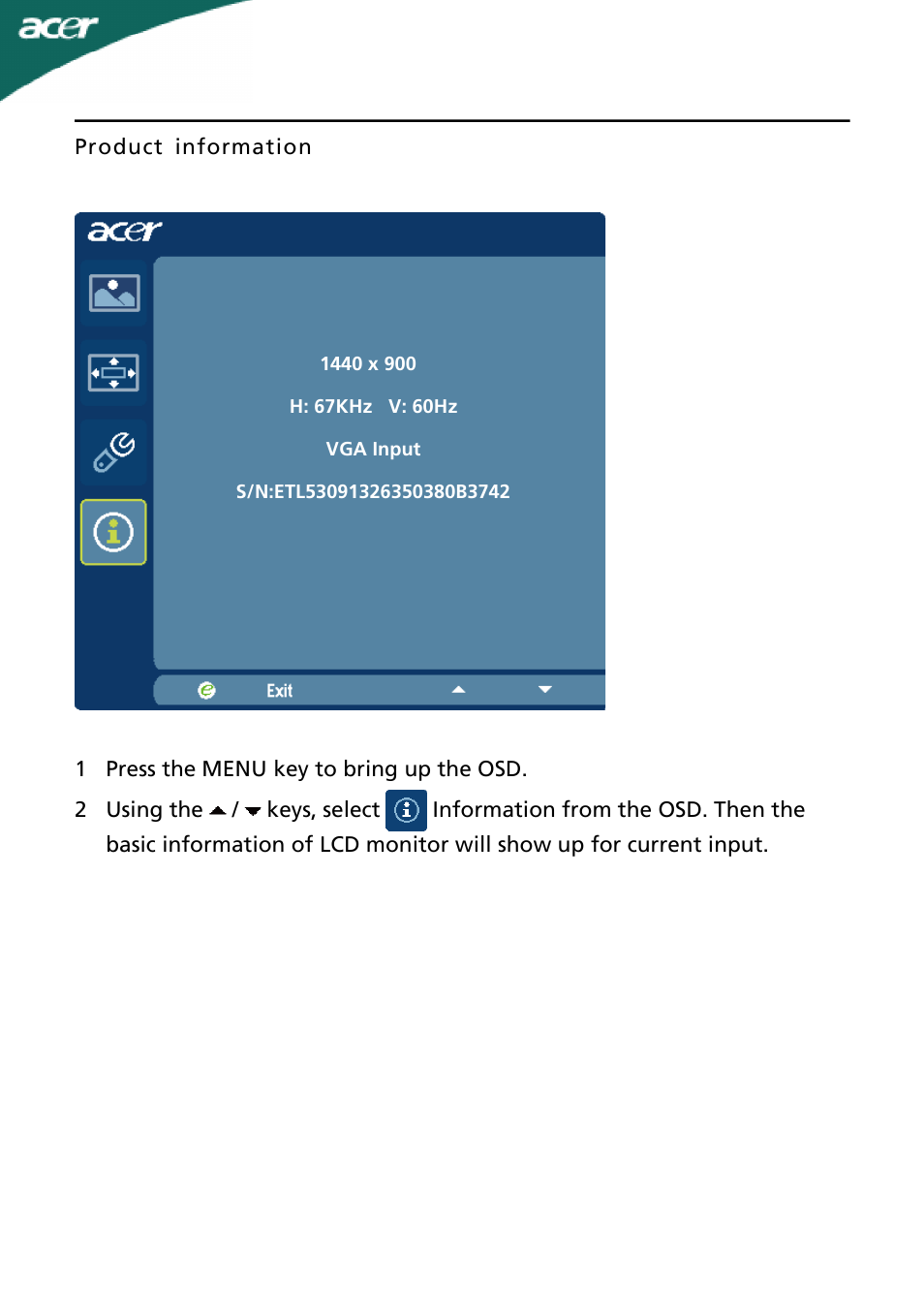 Acer G195WL User Manual | Page 19 / 23