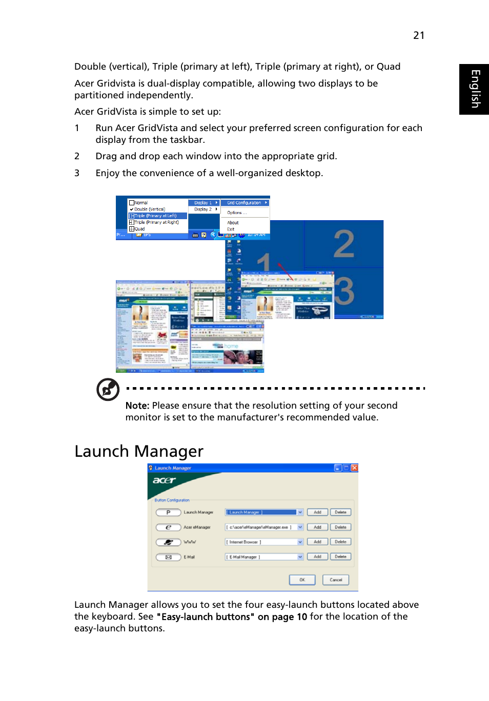 Launch manager | Acer Aspire 1640 User Manual | Page 31 / 80