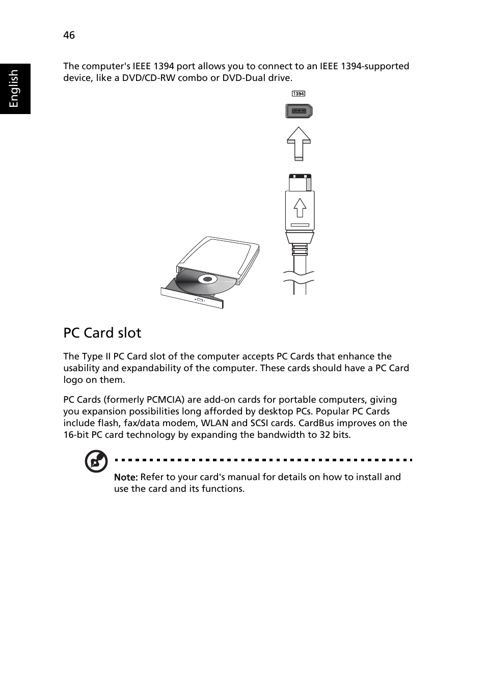 Pc card slot | Acer Aspire 1640 User Manual | Page 56 / 80