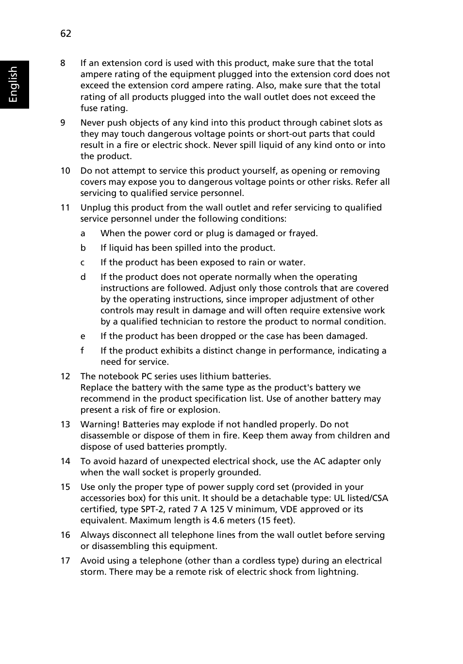 English | Acer Aspire 1640 User Manual | Page 72 / 80