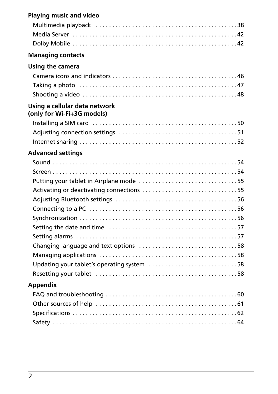 Acer A100 User Manual | Page 4 / 82