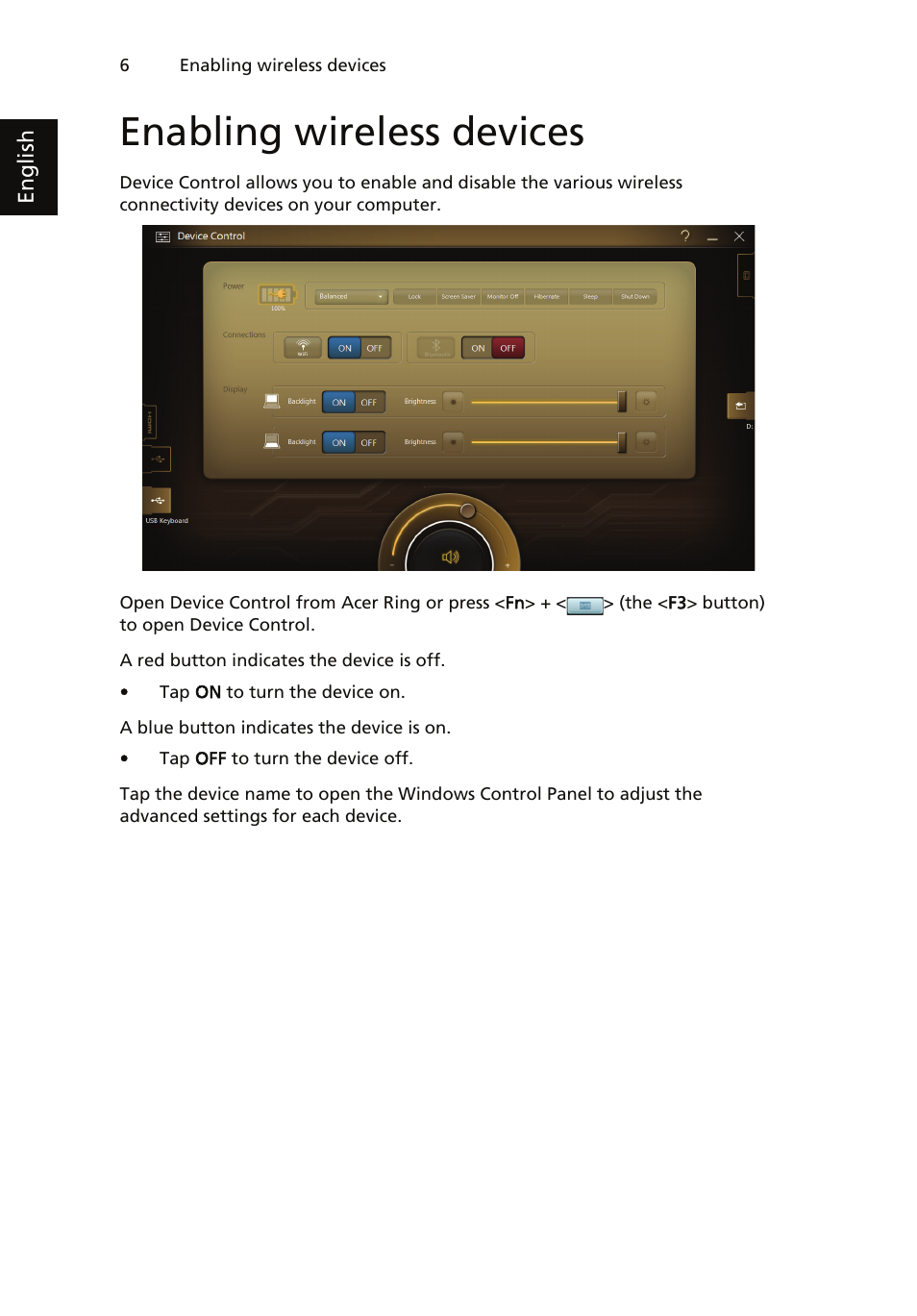 Enabling wireless devices | Acer ICONIA User Manual | Page 10 / 66