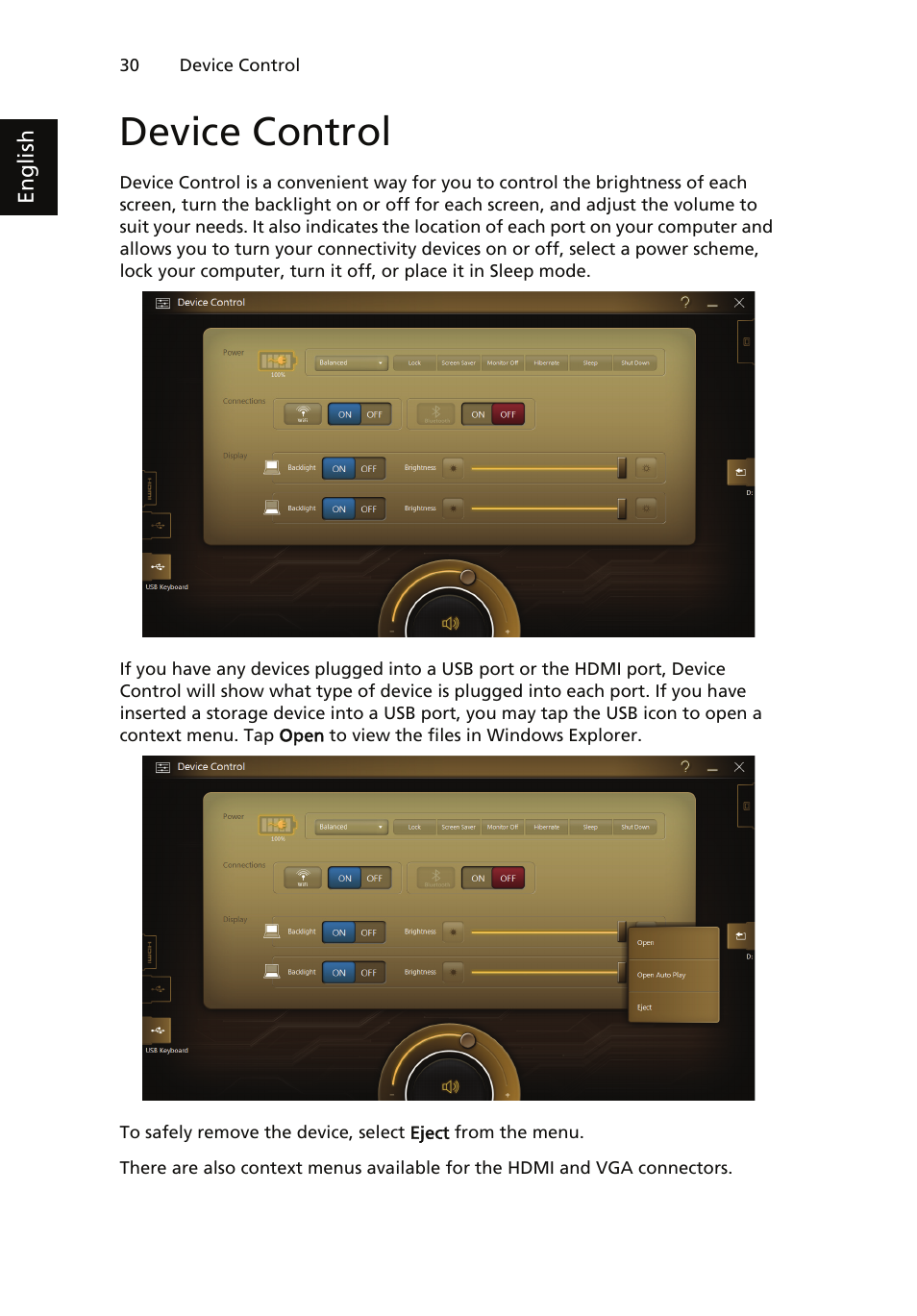 Device control | Acer ICONIA User Manual | Page 34 / 66