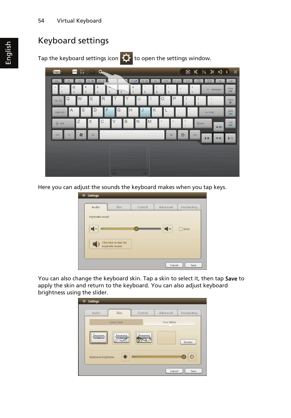 Keyboard settings | Acer ICONIA User Manual | Page 58 / 66