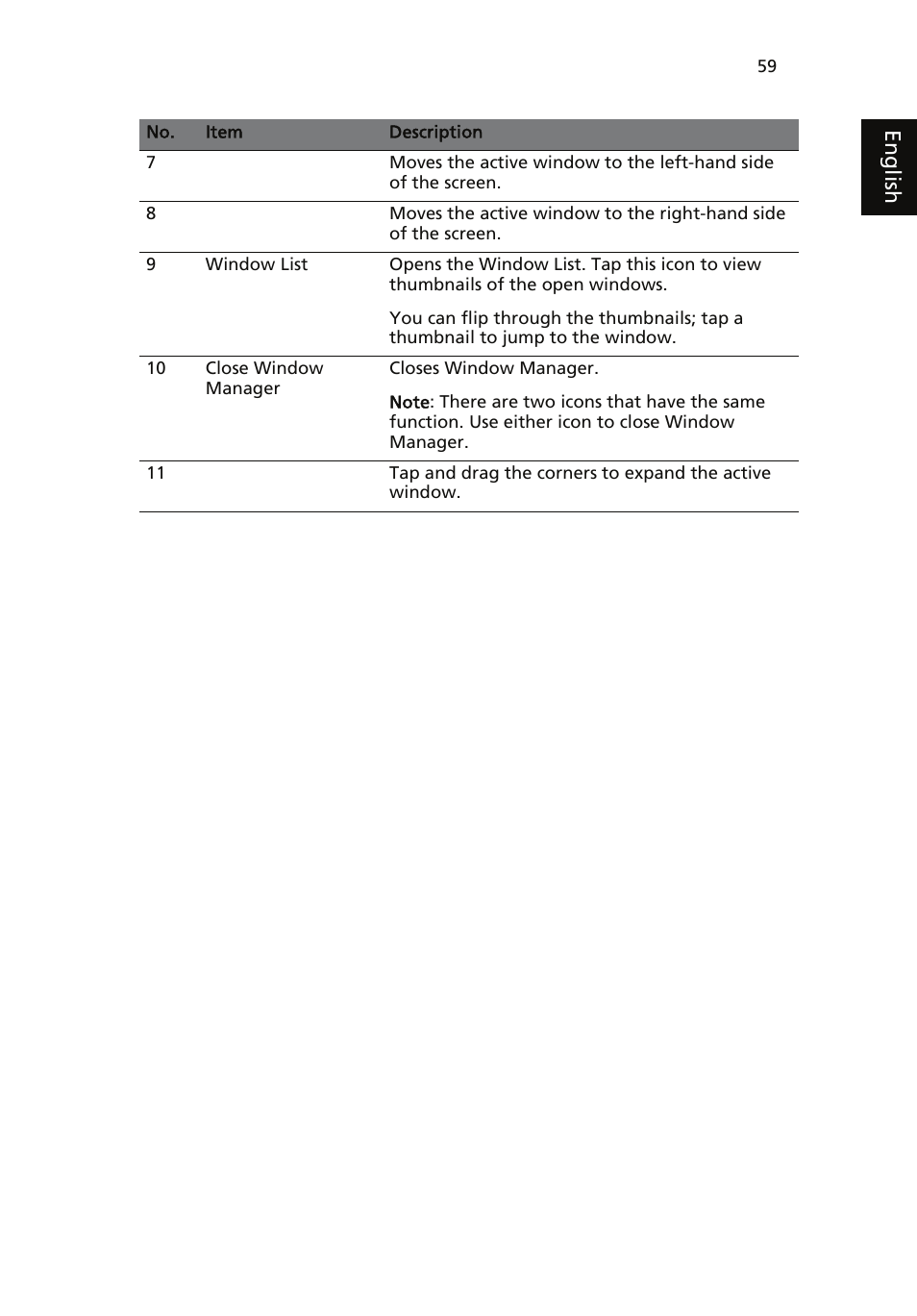 Eng lis h | Acer ICONIA User Manual | Page 63 / 66