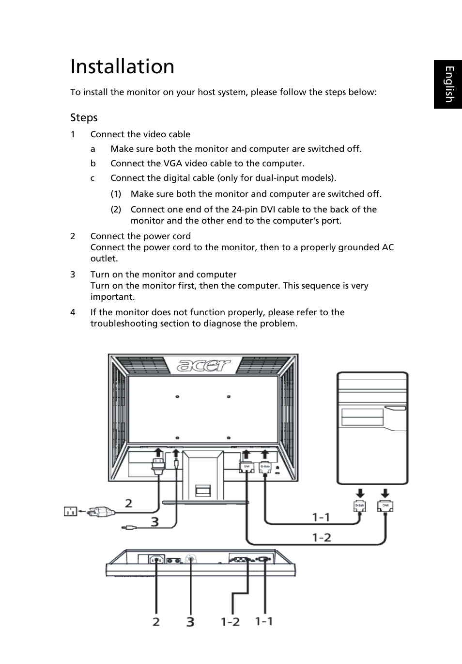Installation | Acer V213HL User Manual | Page 21 / 28