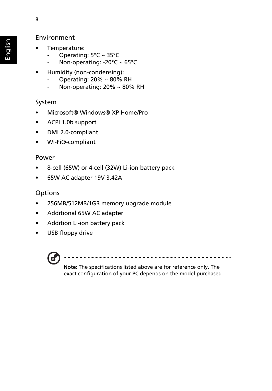 Acer Extensa 6600 User Manual | Page 16 / 66