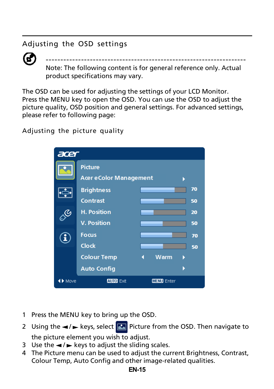 Acer P196WV User Manual | Page 16 / 23