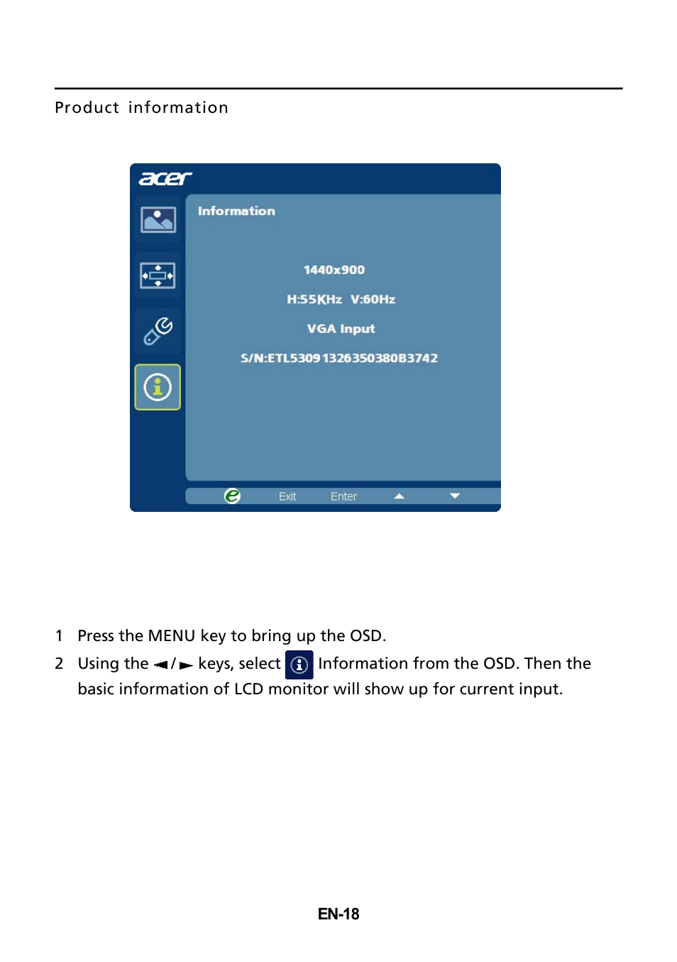 Acer P196WV User Manual | Page 19 / 23