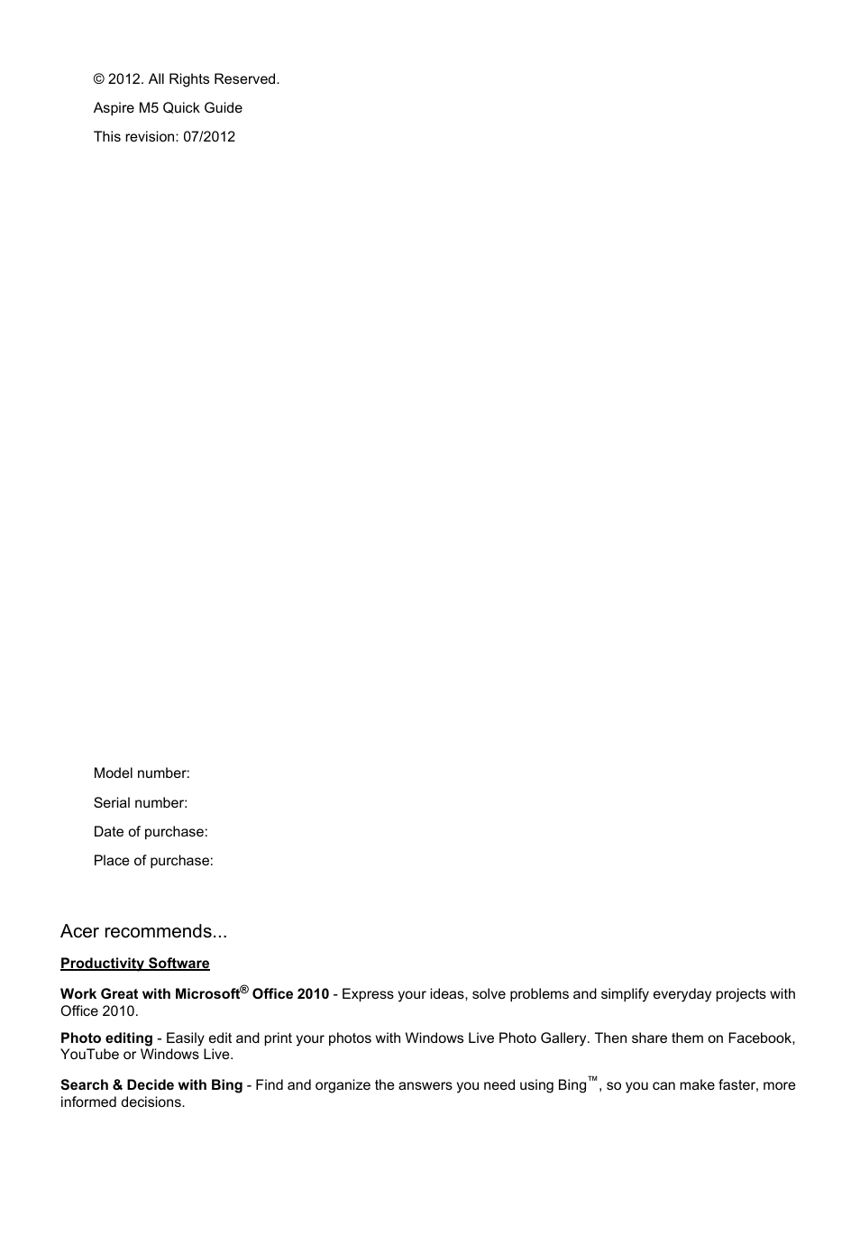 Acer recommends | Acer Aspire M5-581TG User Manual | Page 2 / 11