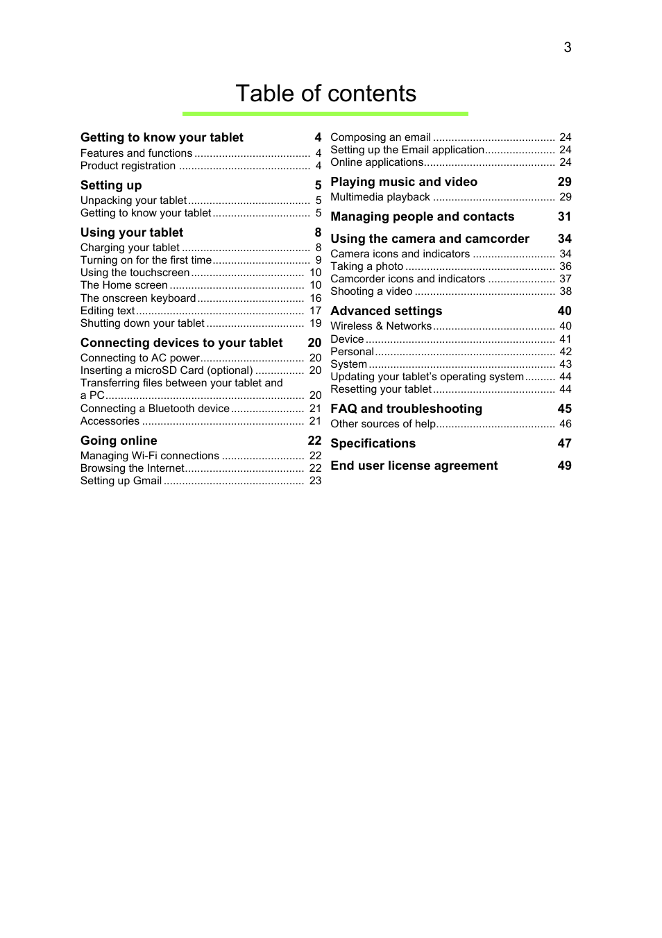 Acer B1-711 User Manual | Page 3 / 51