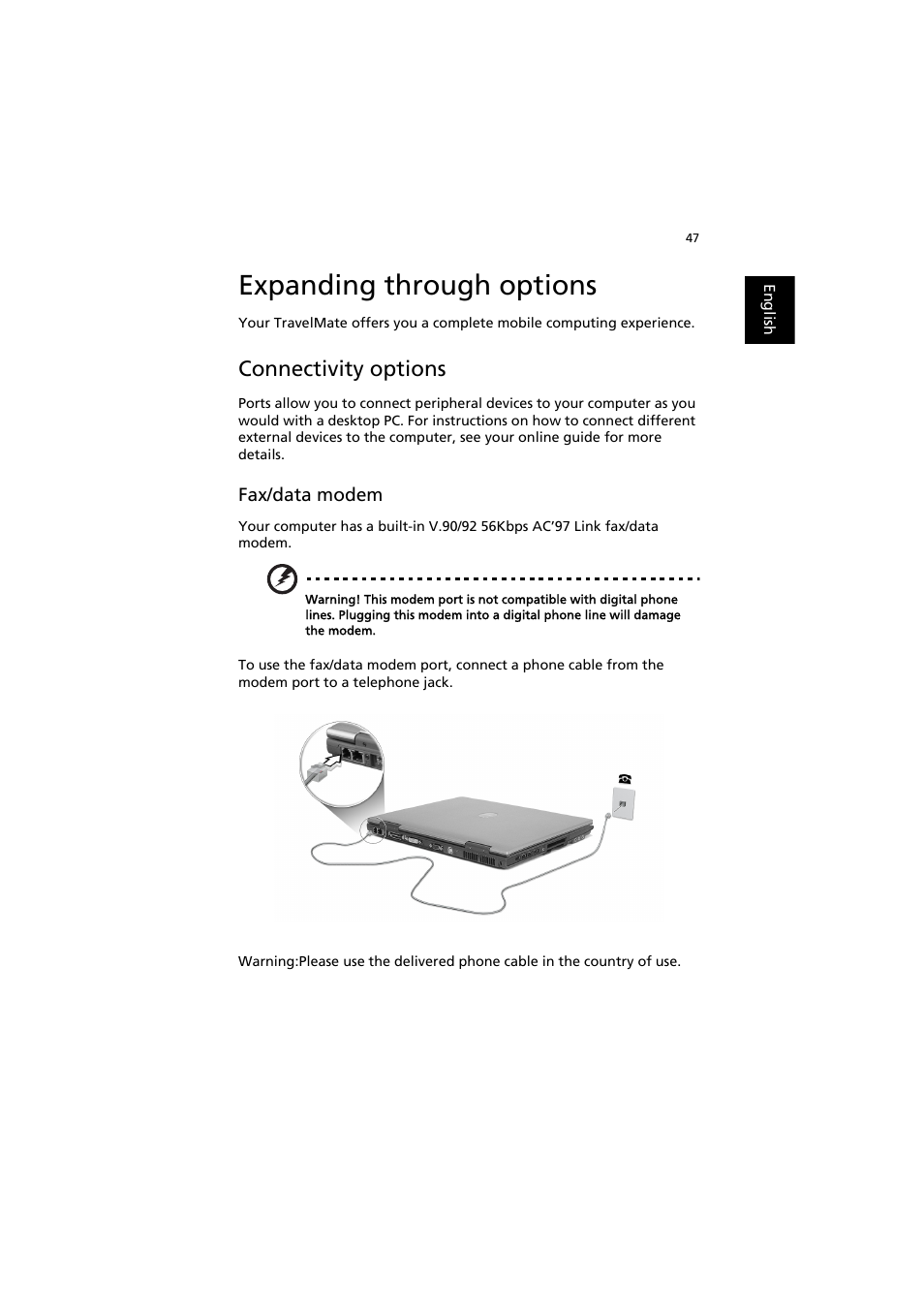 Expanding through options, Connectivity options | Acer TravelMate 8000 User Manual | Page 55 / 99