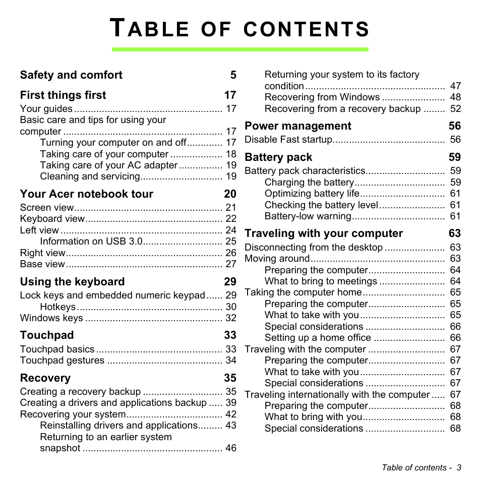 Acer Aspire V5-132 User Manual | Page 3 / 103