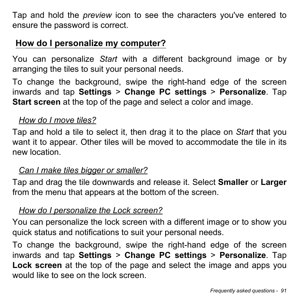 How do i personalize my computer | Acer Aspire V5-132 User Manual | Page 91 / 103