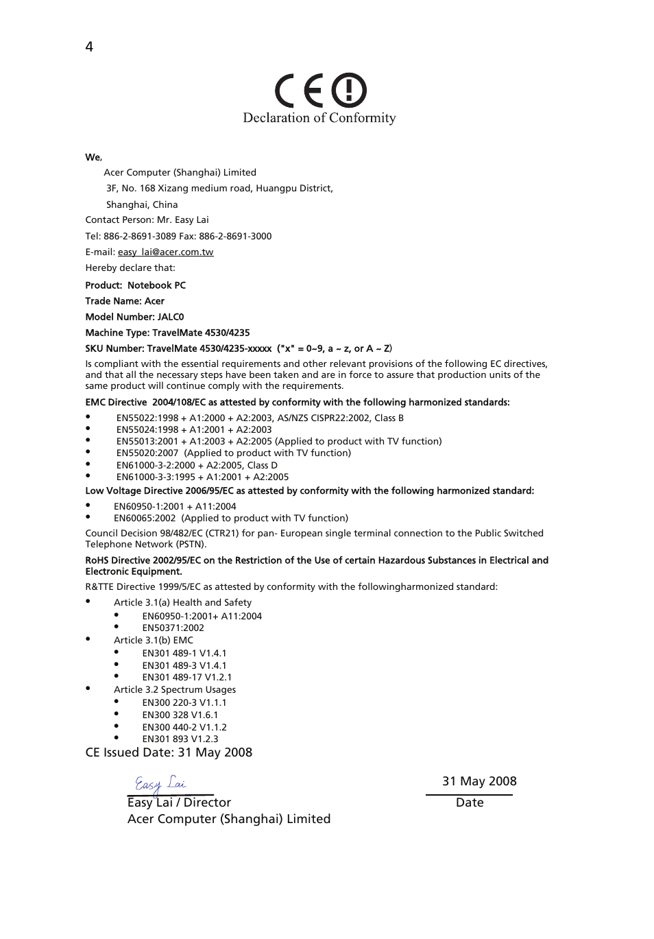 Acer TravelMate 4530 User Manual | Page 4 / 14